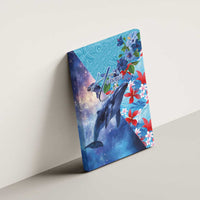 Hawaii Aloha Whales Canvas Wall Art Hibiscus and Whales with Polynesian Pattern - Polynesian Pride