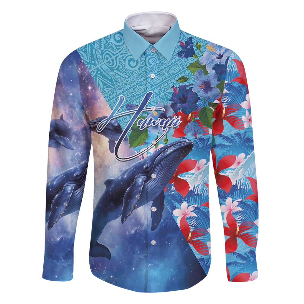 Hawaii Aloha Whales Family Matching Tank Maxi Dress and Hawaiian Shirt Hibiscus and Whales with Polynesian Pattern - Polynesian Pride