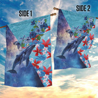 Hawaii Aloha Whales Garden Flag Hibiscus and Whales with Polynesian Pattern - Polynesian Pride