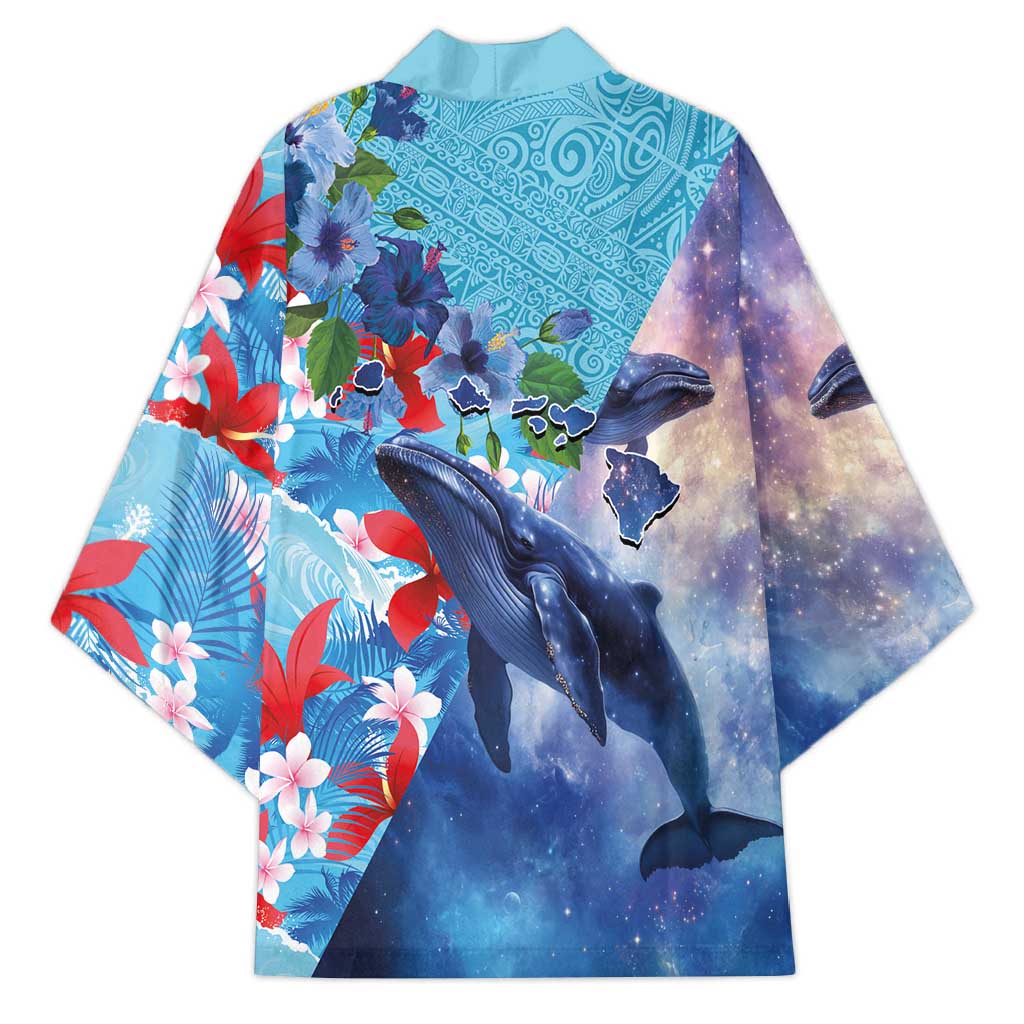 Hawaii Aloha Whales Kimono Hibiscus and Whales with Polynesian Pattern - Polynesian Pride