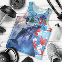 Hawaii Aloha Whales Men Tank Top Hibiscus and Whales with Polynesian Pattern - Polynesian Pride