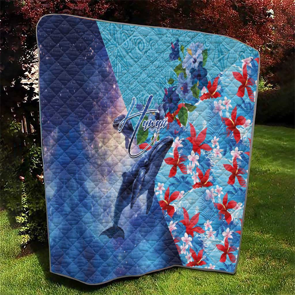 Hawaii Aloha Whales Quilt Hibiscus and Whales with Polynesian Pattern - Polynesian Pride