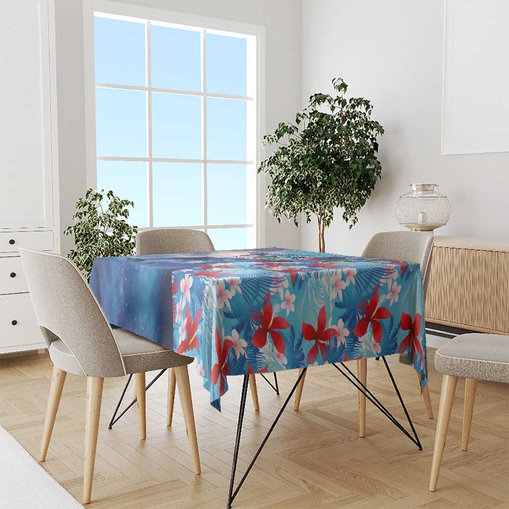 Hawaii Aloha Whales Tablecloth Hibiscus and Whales with Polynesian Pattern - Polynesian Pride
