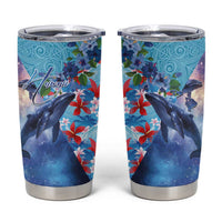 Hawaii Aloha Whales Tumbler Cup Hibiscus and Whales with Polynesian Pattern - Polynesian Pride