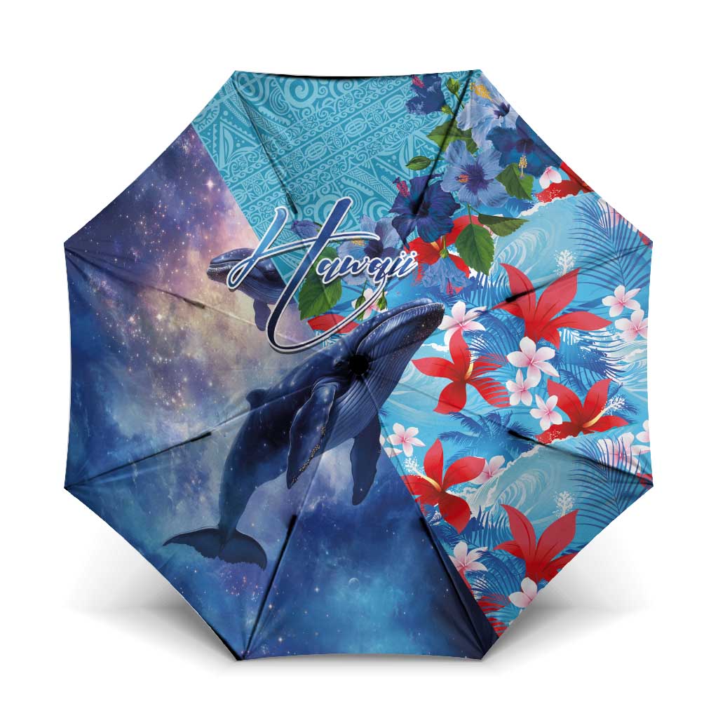 Hawaii Aloha Whales Umbrella Hibiscus and Whales with Polynesian Pattern - Polynesian Pride