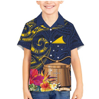 Tokelau Tokehega Day Family Matching Mermaid Dress and Hawaiian Shirt Coat of Arms with Polynesian Tattoo and Hibiscus