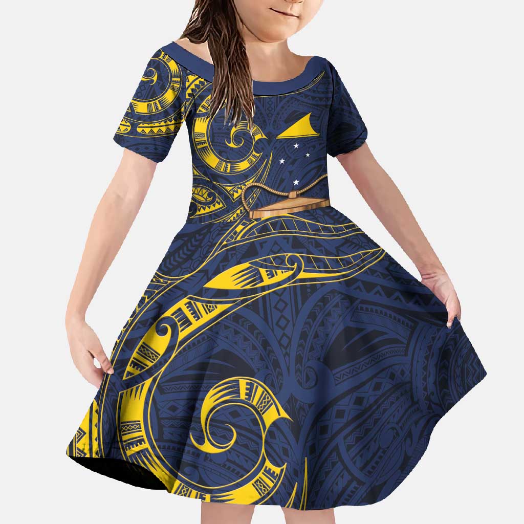 Tokelau Tokehega Day Family Matching Tank Maxi Dress and Hawaiian Shirt Coat of Arms with Polynesian Tattoo and Hibiscus