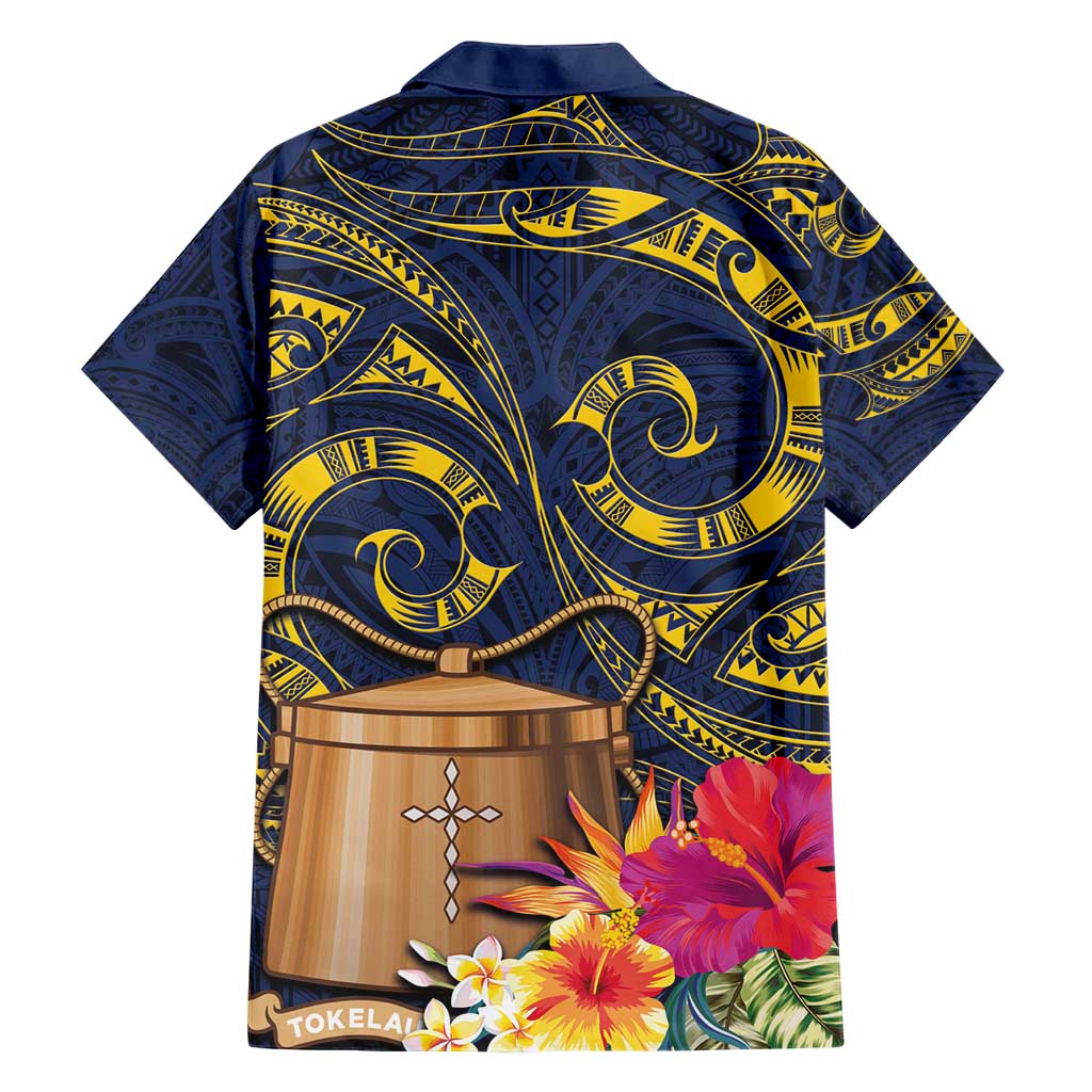 Tokelau Tokehega Day Hawaiian Shirt Coat of Arms with Polynesian Tattoo and Hibiscus