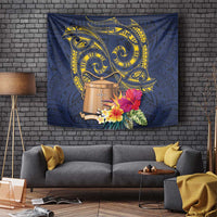 Tokelau Tokehega Day Tapestry Coat of Arms with Polynesian Tattoo and Hibiscus