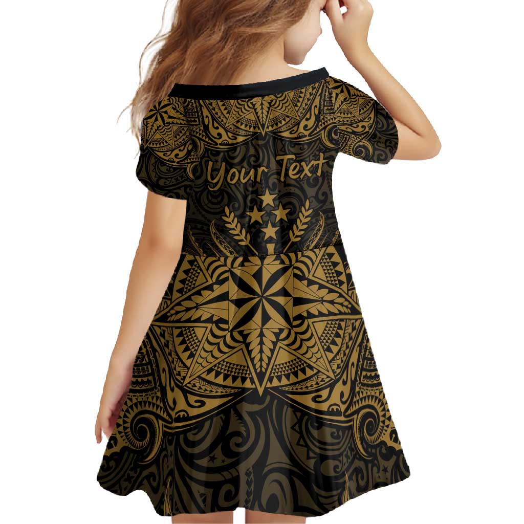 Personalised Kosrae Liberation Day Family Matching Off Shoulder Maxi Dress and Hawaiian Shirt Polynesian Tattoo and Plumeria Gold Color LT03 - Polynesian Pride