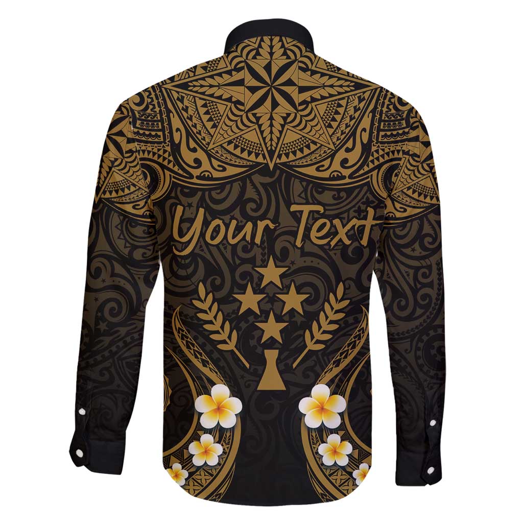Personalised Kosrae Liberation Day Family Matching Off Shoulder Maxi Dress and Hawaiian Shirt Polynesian Tattoo and Plumeria Gold Color LT03 - Polynesian Pride