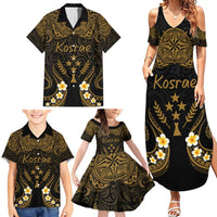 Personalised Kosrae Liberation Day Family Matching Summer Maxi Dress and Hawaiian Shirt Polynesian Tattoo and Plumeria Gold Color LT03 - Polynesian Pride