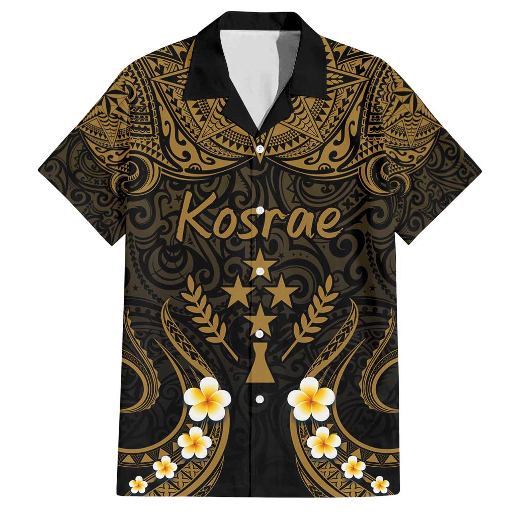 Personalised Kosrae Liberation Day Family Matching Summer Maxi Dress and Hawaiian Shirt Polynesian Tattoo and Plumeria Gold Color LT03 Dad's Shirt - Short Sleeve Gold - Polynesian Pride