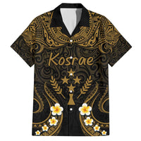 Personalised Kosrae Liberation Day Family Matching Summer Maxi Dress and Hawaiian Shirt Polynesian Tattoo and Plumeria Gold Color LT03 Dad's Shirt - Short Sleeve Gold - Polynesian Pride