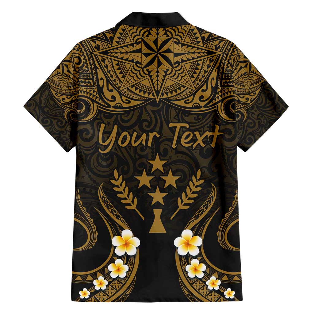 Personalised Kosrae Liberation Day Family Matching Tank Maxi Dress and Hawaiian Shirt Polynesian Tattoo and Plumeria Gold Color LT03 - Polynesian Pride