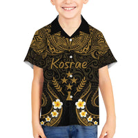 Personalised Kosrae Liberation Day Kid Hawaiian Shirt Polynesian Tattoo and Plumeria Gold Color LT03 Kid Gold - Polynesian Pride