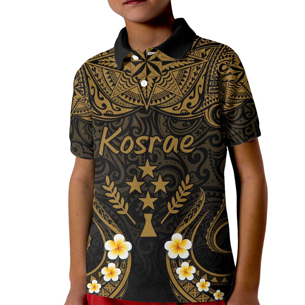 Personalised Kosrae Liberation Day Kid Polo Shirt Polynesian Tattoo and Plumeria Gold Color LT03 Kid Gold - Polynesian Pride