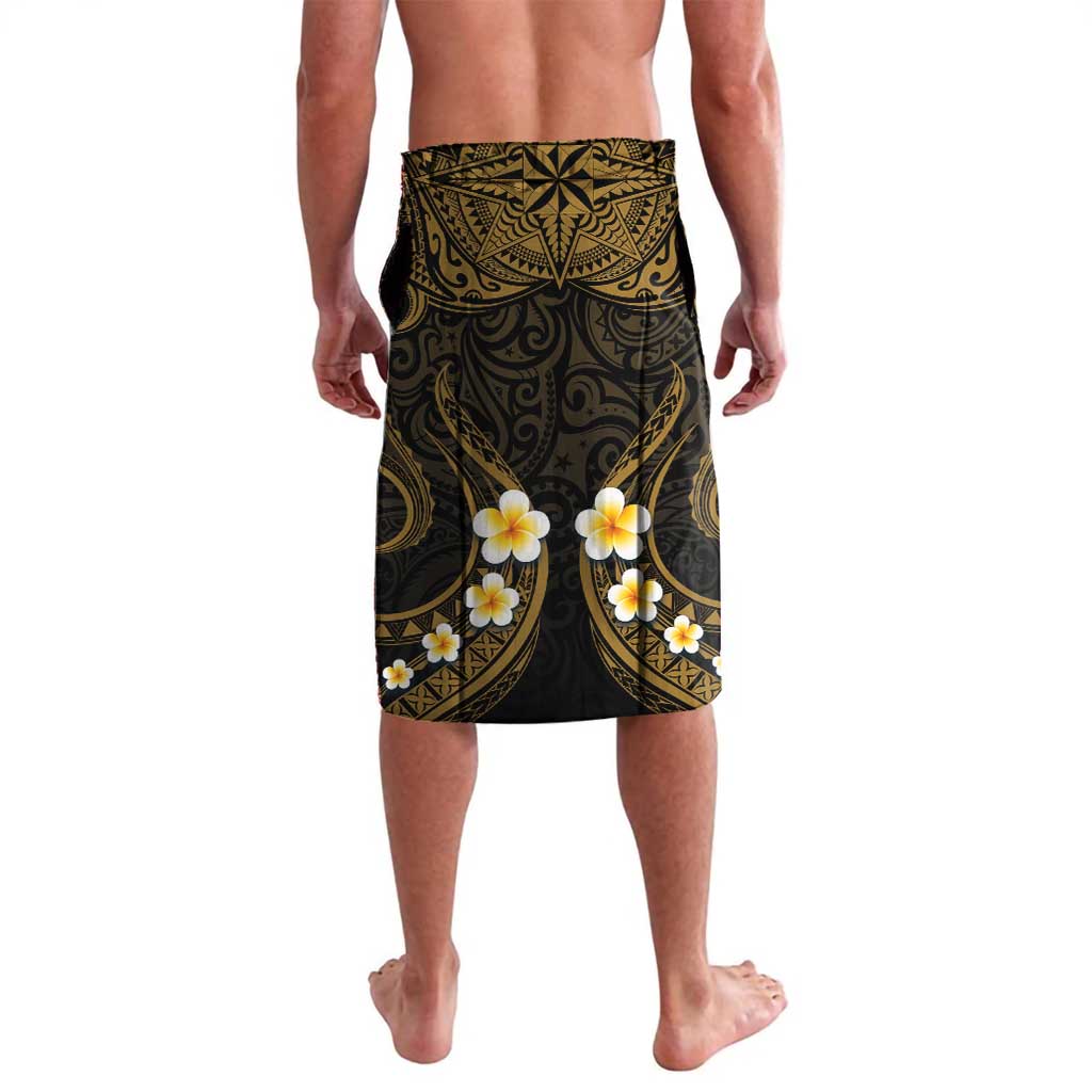 Personalised Kosrae Liberation Day Lavalava Polynesian Tattoo and Plumeria Gold Color