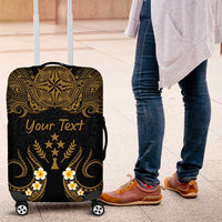 Personalised Kosrae Liberation Day Luggage Cover Polynesian Tattoo and Plumeria Gold Color LT03 Gold - Polynesian Pride