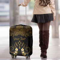 Personalised Kosrae Liberation Day Luggage Cover Polynesian Tattoo and Plumeria Gold Color LT03 - Polynesian Pride