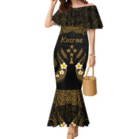 Personalised Kosrae Liberation Day Mermaid Dress Polynesian Tattoo and Plumeria Gold Color LT03 Women Gold - Polynesian Pride
