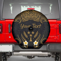 Personalised Kosrae Liberation Day Spare Tire Cover Polynesian Tattoo and Plumeria Gold Color LT03 - Polynesian Pride