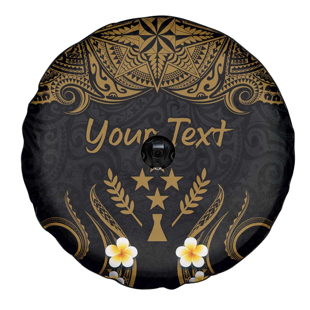 Personalised Kosrae Liberation Day Spare Tire Cover Polynesian Tattoo and Plumeria Gold Color LT03 - Polynesian Pride