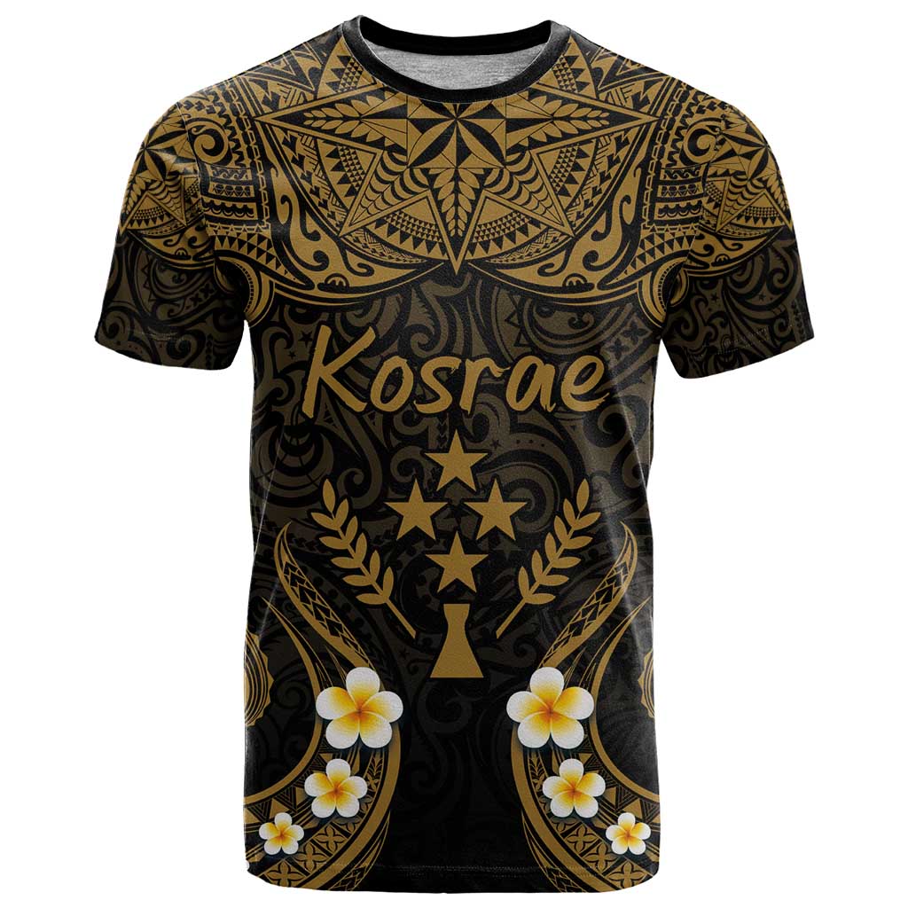 Personalised Kosrae Liberation Day T Shirt Polynesian Tattoo and Plumeria Gold Color LT03 Gold - Polynesian Pride