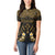 Personalised Kosrae Liberation Day Women Polo Shirt Polynesian Tattoo and Plumeria Gold Color