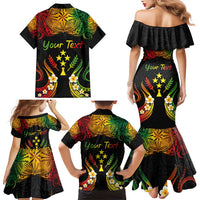 Personalised Kosrae Liberation Day Family Matching Mermaid Dress and Hawaiian Shirt Polynesian Tattoo and Plumeria Reggae Color LT03 - Polynesian Pride