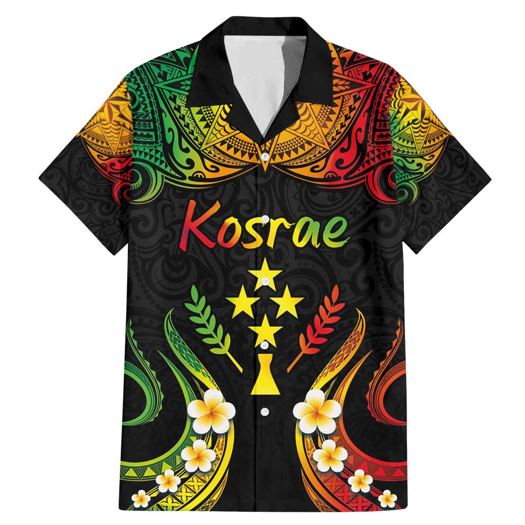 Personalised Kosrae Liberation Day Family Matching Mermaid Dress and Hawaiian Shirt Polynesian Tattoo and Plumeria Reggae Color LT03 Dad's Shirt - Short Sleeve Reggae - Polynesian Pride