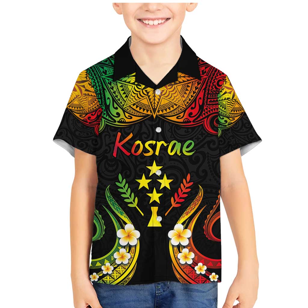 Personalised Kosrae Liberation Day Family Matching Mermaid Dress and Hawaiian Shirt Polynesian Tattoo and Plumeria Reggae Color LT03 Son's Shirt Reggae - Polynesian Pride