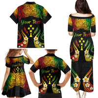 Personalised Kosrae Liberation Day Family Matching Puletasi and Hawaiian Shirt Polynesian Tattoo and Plumeria Reggae Color LT03 - Polynesian Pride