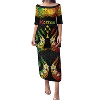 Personalised Kosrae Liberation Day Family Matching Puletasi and Hawaiian Shirt Polynesian Tattoo and Plumeria Reggae Color LT03 Mom's Dress Reggae - Polynesian Pride