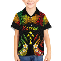Personalised Kosrae Liberation Day Family Matching Puletasi and Hawaiian Shirt Polynesian Tattoo and Plumeria Reggae Color LT03 Son's Shirt Reggae - Polynesian Pride