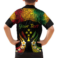 Personalised Kosrae Liberation Day Family Matching Short Sleeve Bodycon Dress and Hawaiian Shirt Polynesian Tattoo and Plumeria Reggae Color LT03 - Polynesian Pride