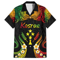 Personalised Kosrae Liberation Day Family Matching Tank Maxi Dress and Hawaiian Shirt Polynesian Tattoo and Plumeria Reggae Color LT03 Dad's Shirt - Short Sleeve Reggae - Polynesian Pride
