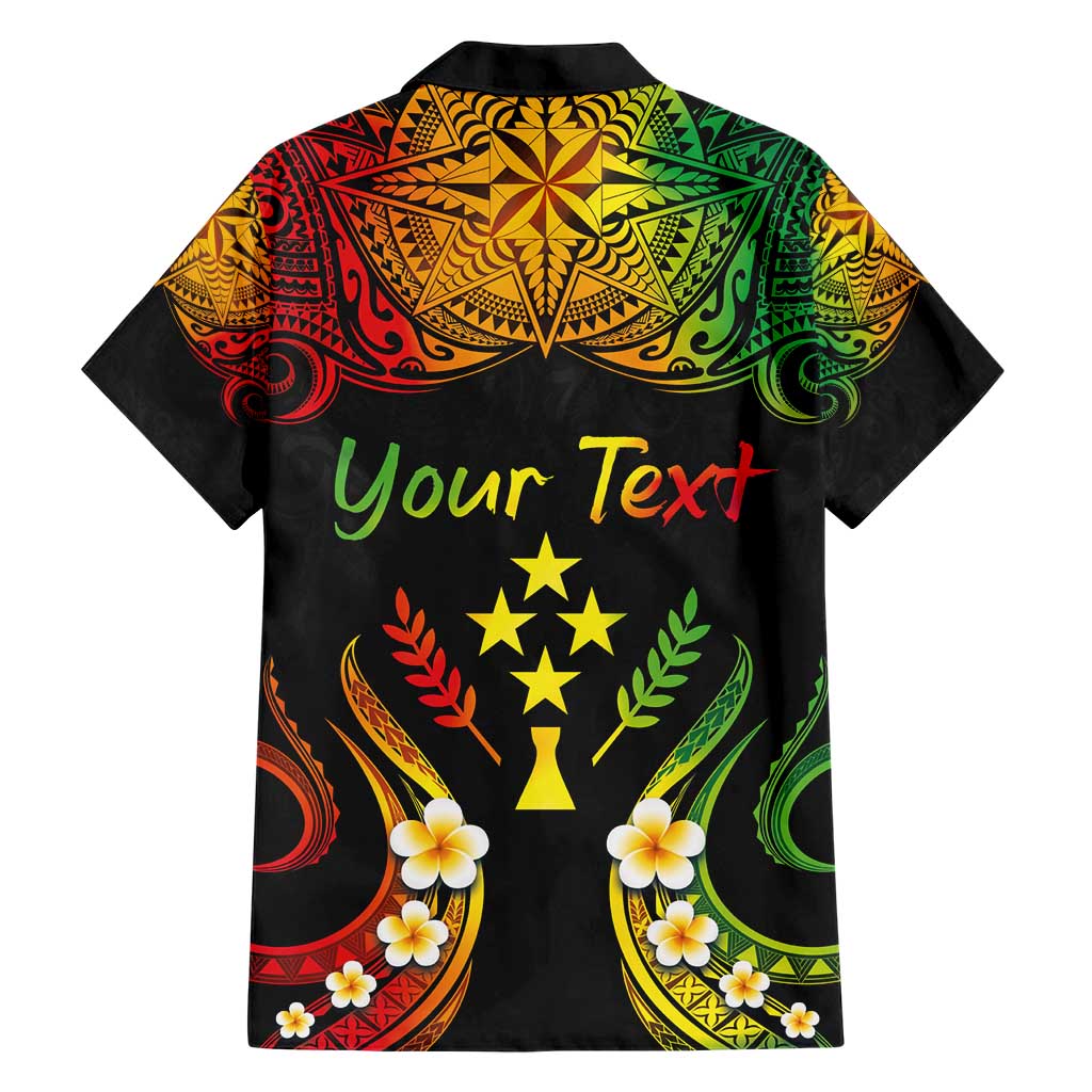 Personalised Kosrae Liberation Day Hawaiian Shirt Polynesian Tattoo and Plumeria Reggae Color