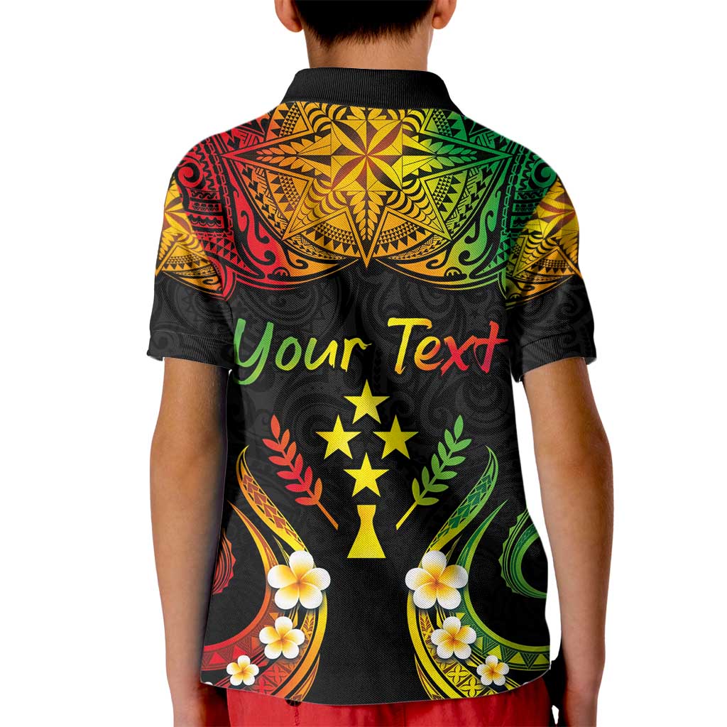 Personalised Kosrae Liberation Day Kid Polo Shirt Polynesian Tattoo and Plumeria Reggae Color LT03 - Polynesian Pride