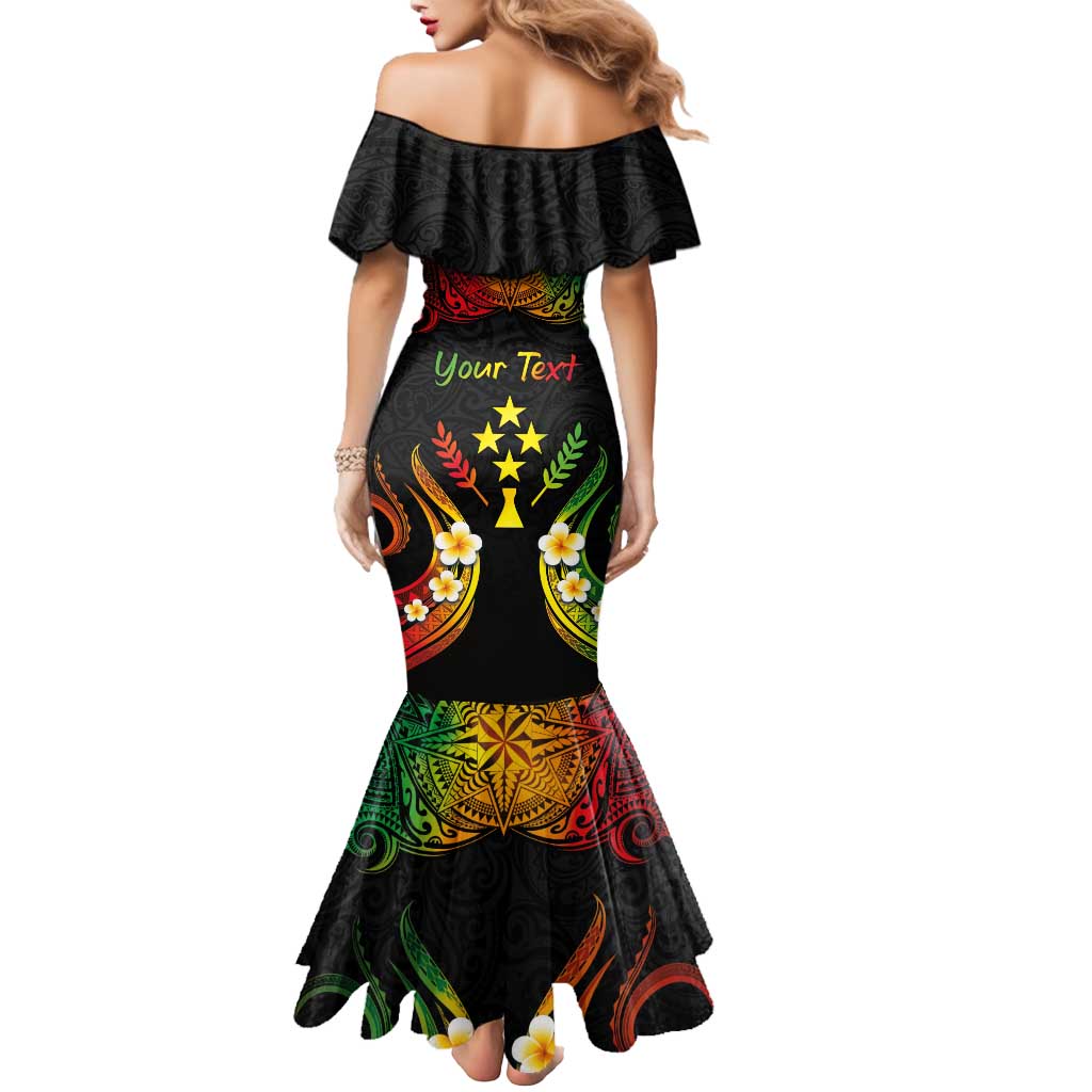 Personalised Kosrae Liberation Day Mermaid Dress Polynesian Tattoo and Plumeria Reggae Color LT03 - Polynesian Pride