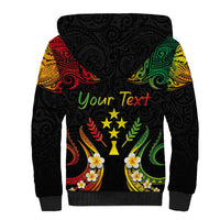 Personalised Kosrae Liberation Day Sherpa Hoodie Polynesian Tattoo and Plumeria Reggae Color