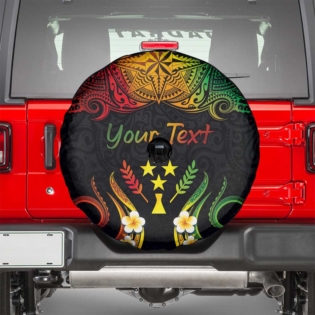 Personalised Kosrae Liberation Day Spare Tire Cover Polynesian Tattoo and Plumeria Reggae Color