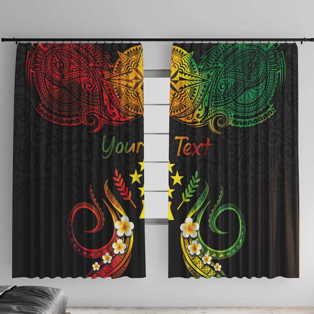 Personalised Kosrae Liberation Day Window Curtain Polynesian Tattoo and Plumeria Reggae Color