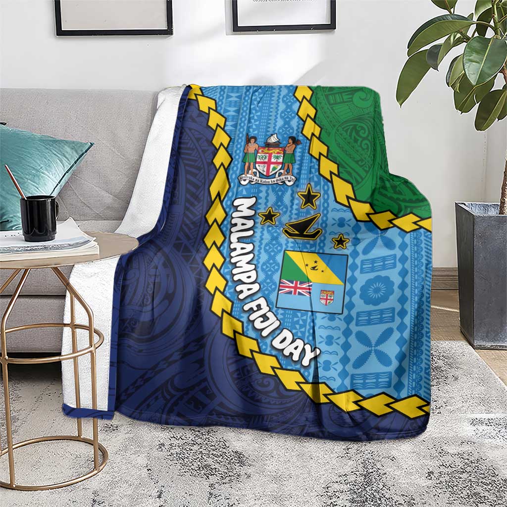 Malampa Fiji Day Blanket National Symbols with Tapa Tribal and Polynesian Tattoo