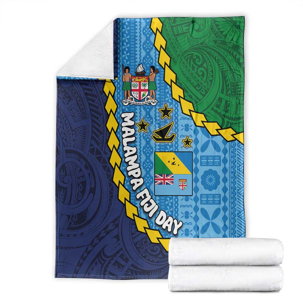 Malampa Fiji Day Blanket National Symbols with Tapa Tribal and Polynesian Tattoo