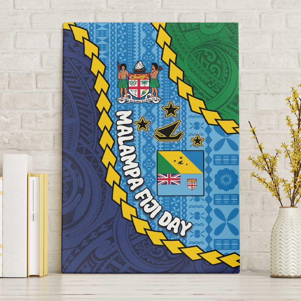 Malampa Fiji Day Canvas Wall Art National Symbols with Tapa Tribal and Polynesian Tattoo