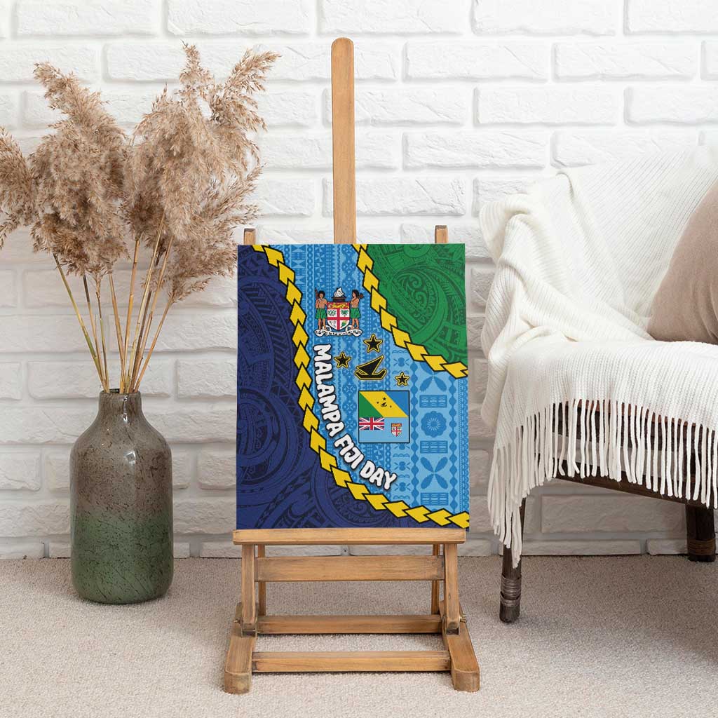 Malampa Fiji Day Canvas Wall Art National Symbols with Tapa Tribal and Polynesian Tattoo
