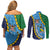 Malampa Fiji Day Couples Matching Off Shoulder Short Dress and Long Sleeve Button Shirt National Symbols with Tapa Tribal and Polynesian Tattoo