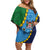 Malampa Fiji Day Off Shoulder Short Dress National Symbols with Tapa Tribal and Polynesian Tattoo