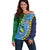 Malampa Fiji Day Off Shoulder Sweater National Symbols with Tapa Tribal and Polynesian Tattoo